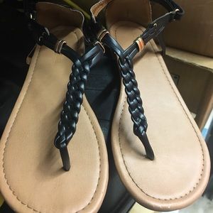 Girls Black Braided Sandals